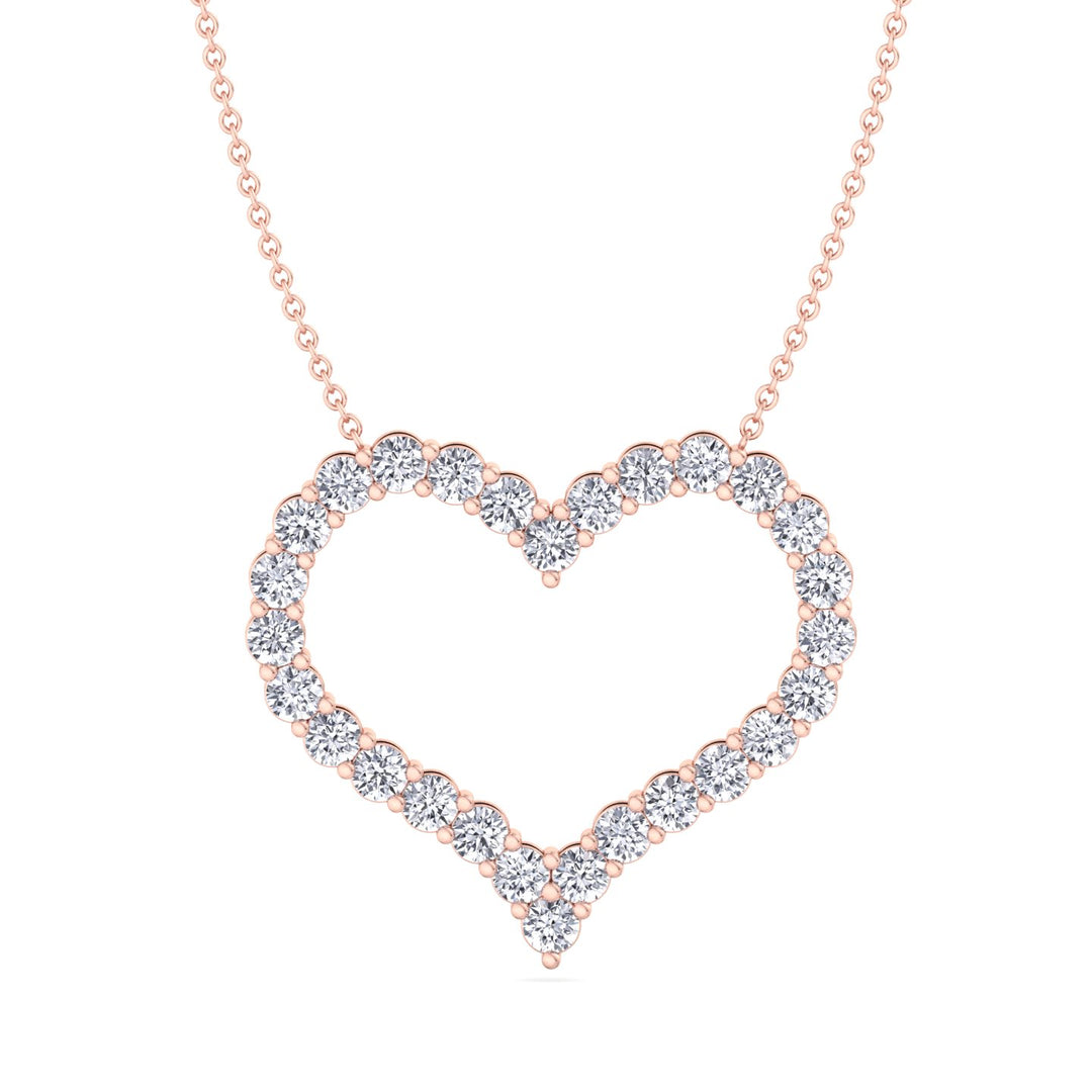 Aura-Open Heart Diamond Necklace, Rose Gold