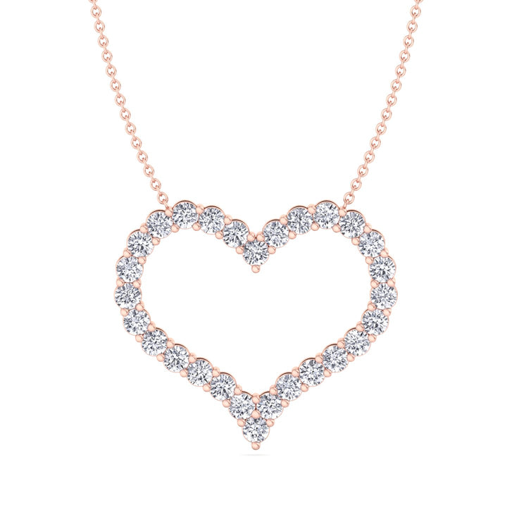 Aura-Open Heart Diamond Necklace, Rose Gold