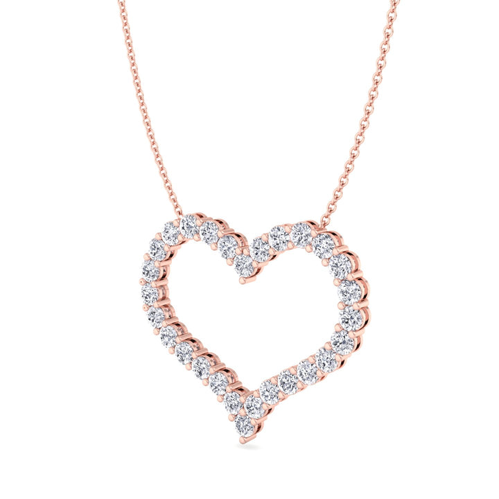 Aura-Open Heart Diamond Necklace, Rose Gold, Tilted