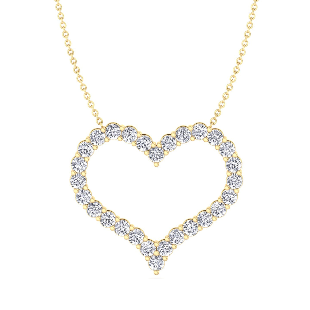 Aura-Open Heart Diamond Pendant Necklace, Yellow Gold