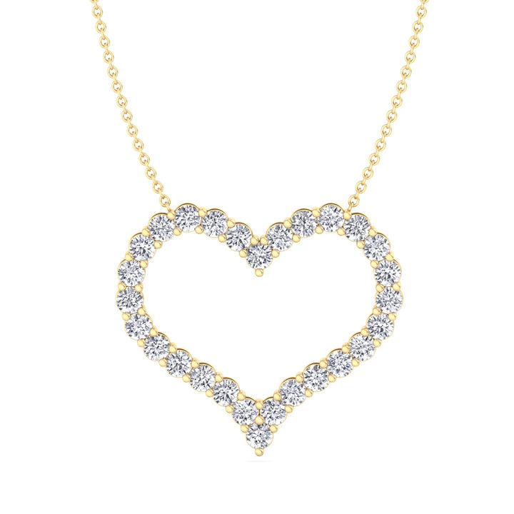 Aura-Open Heart Diamond Pendant Necklace, Yellow Gold