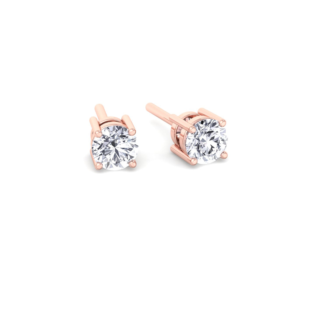 Ava - Dainty 0.25Ct Round Diamond Stud Earrings, Rose Gold
