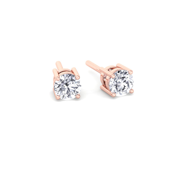 Ava - Dainty 0.25Ct Round Diamond Stud Earrings, Rose Gold