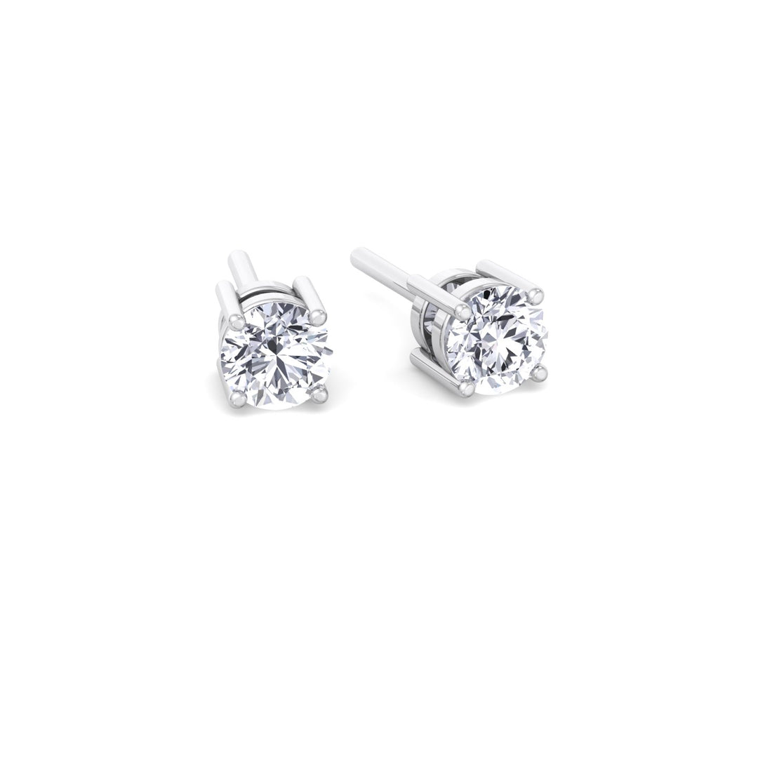 Ava - Dainty 0.25Ct Round Diamond Stud Earrings, White Gold