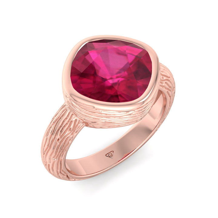 Azura Cushion Cut Ruby Engagement Ring Rose Gold
