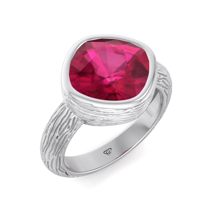 Azura Cushion Cut Ruby Engagement Ring White Gold