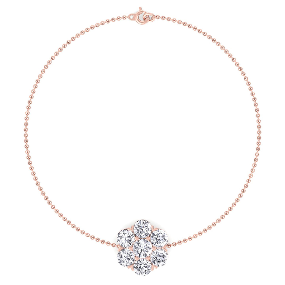 Natural diamond Rolo bracelet with flower centerpiece