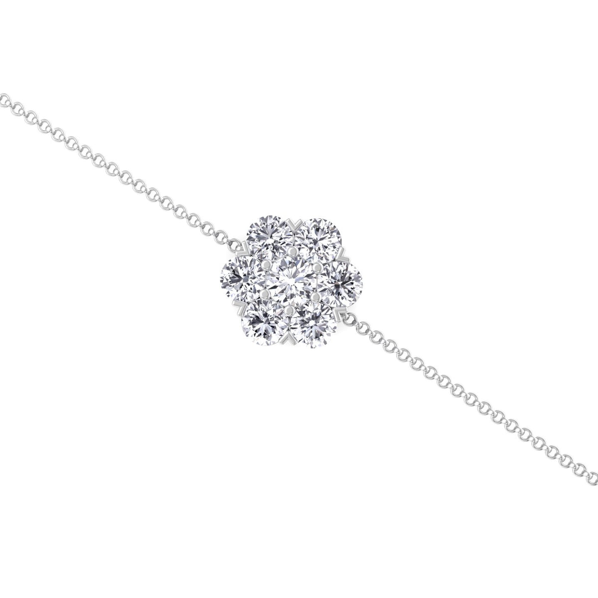 Natural diamond flower bracelet 18K white gold