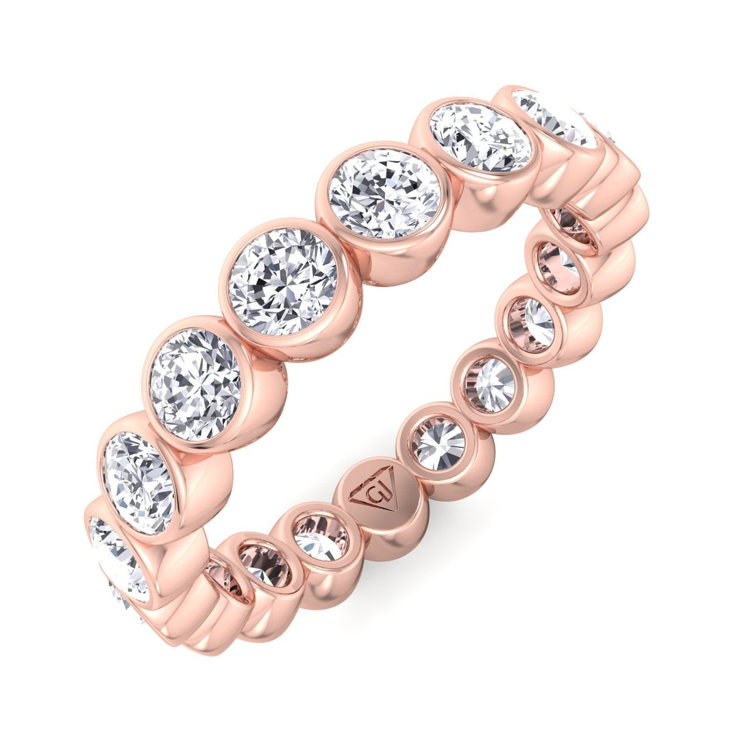 Bezel Set Round Cut Diamond Rose Gold Eternity Band