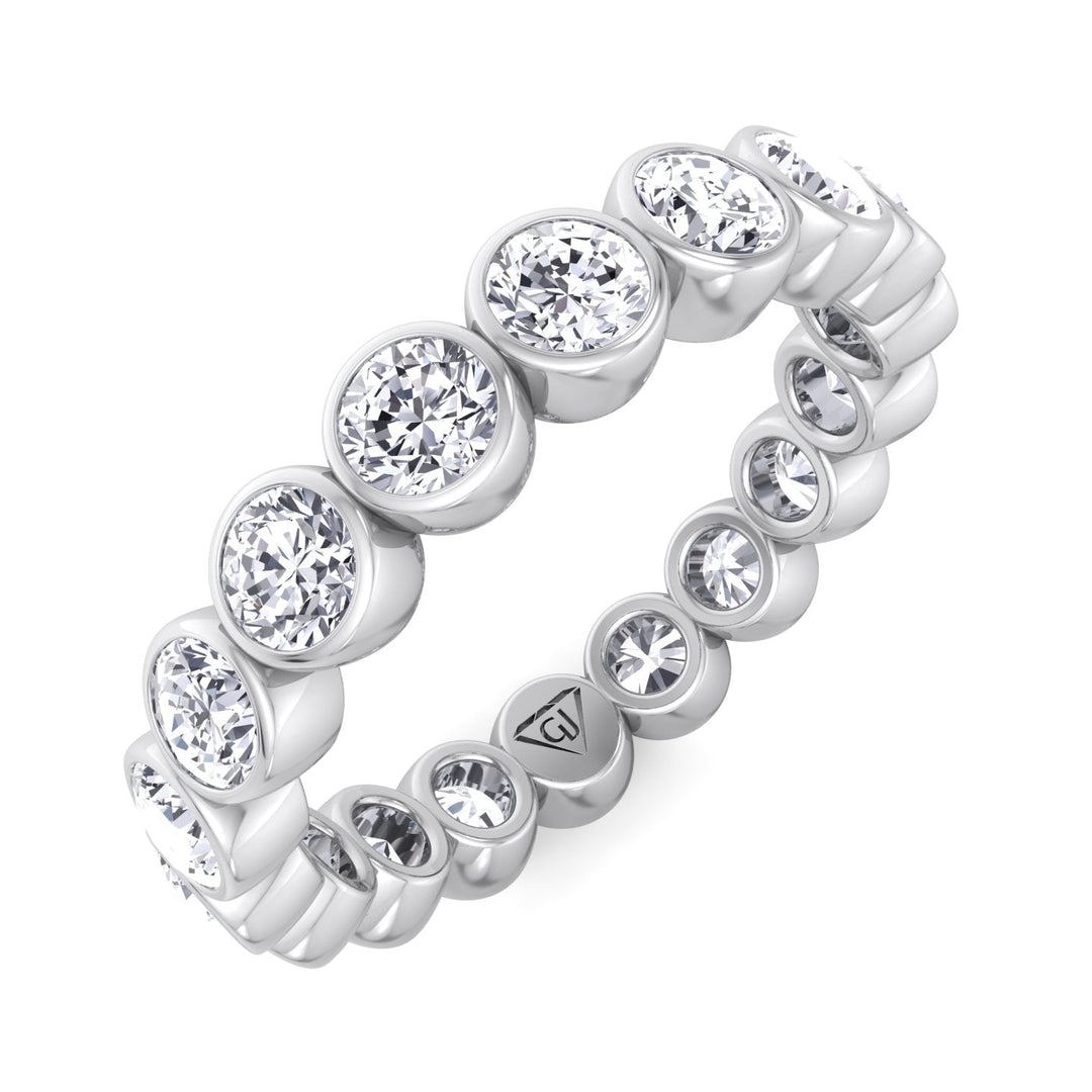 Bezel Set Round Cut Diamond White Gold Eternity Band