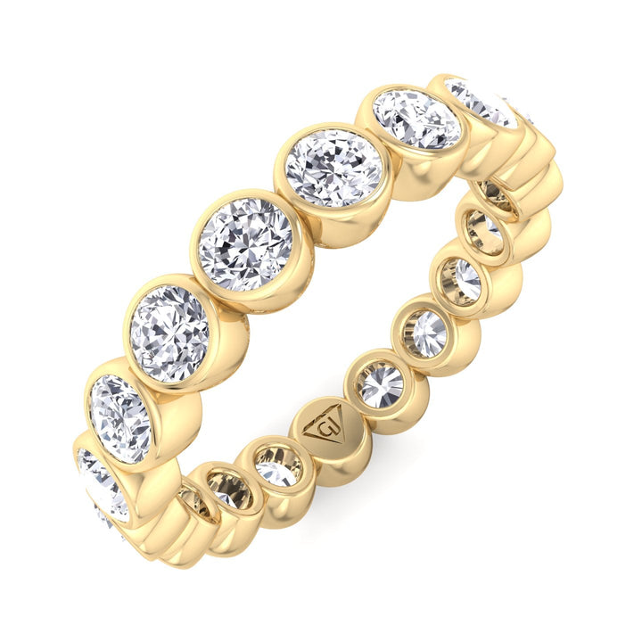 Bezel Set Round Cut Diamond Yellow Gold Eternity Band