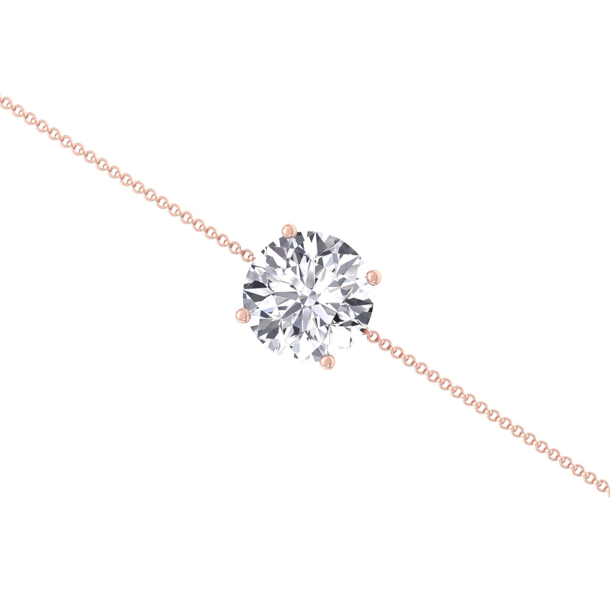 Round natural diamond solitaire bracelet 14K rose gold