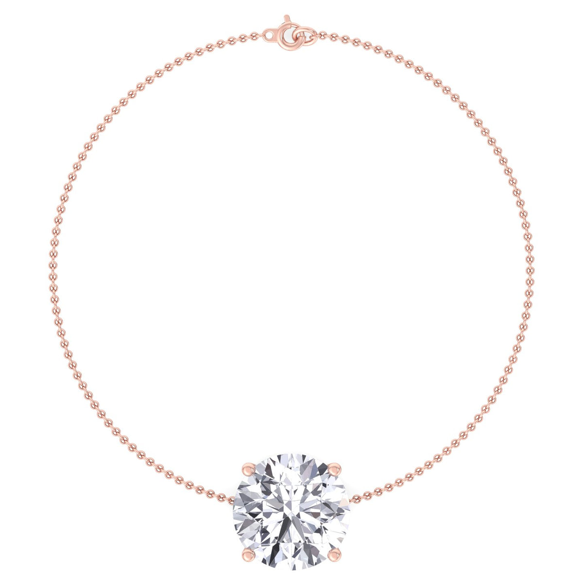 14K solid gold prong set round diamond chain bracelet