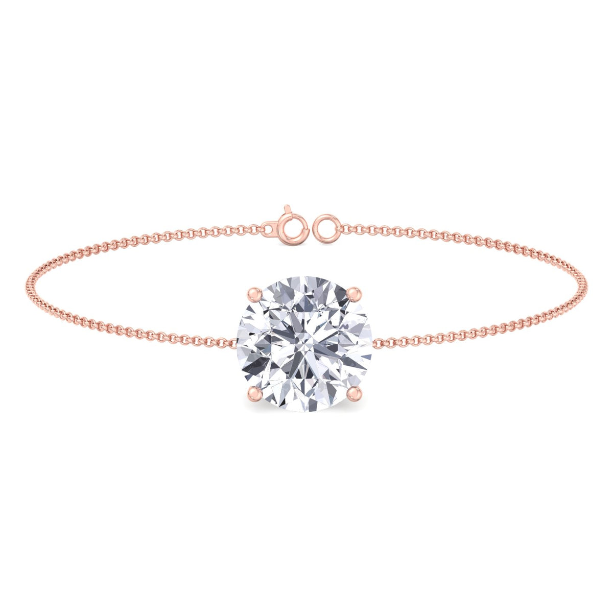 Round natural diamond solitaire bracelet 14K rose gold