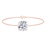 Round natural diamond solitaire bracelet 14K rose gold