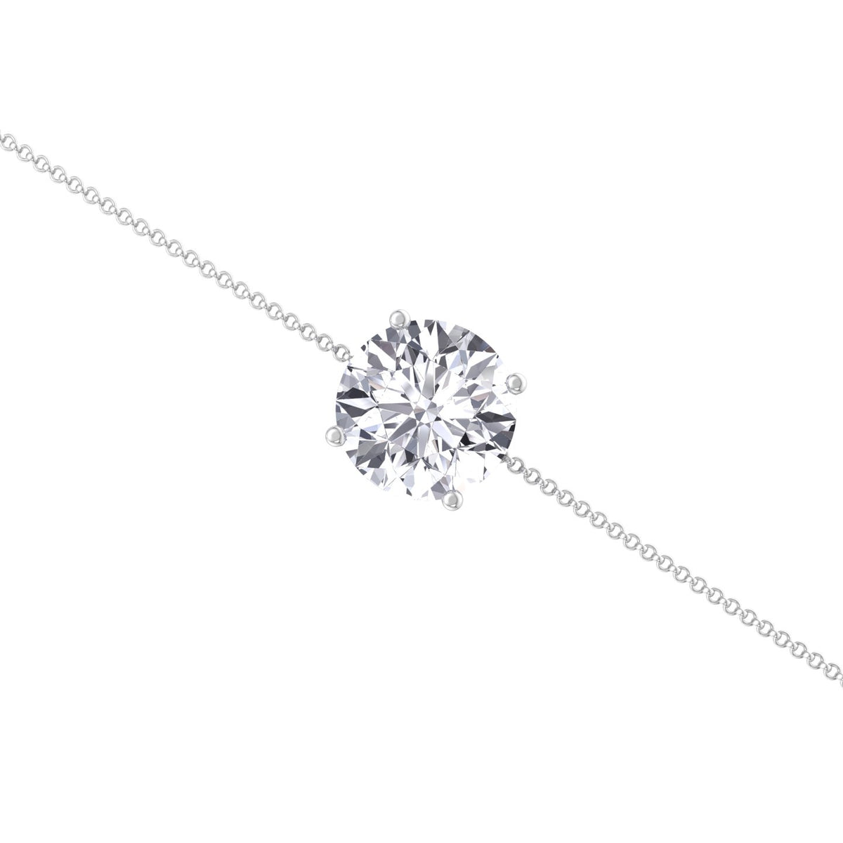 Round diamond prong set solitaire bracelet 14K solid gold