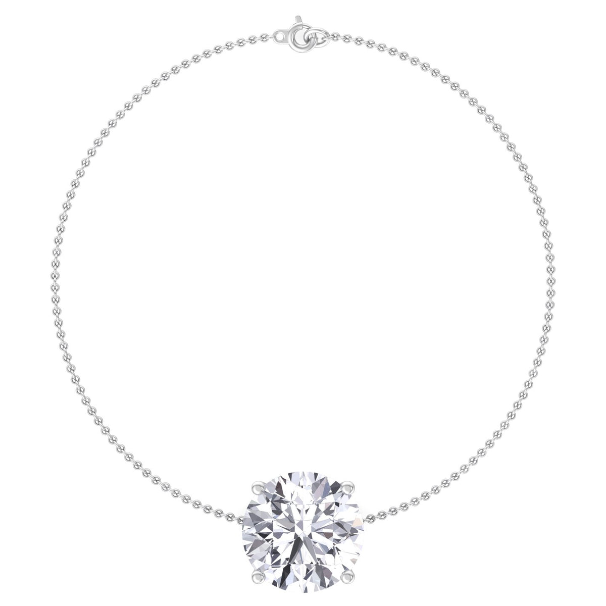Natural diamond solitaire bracelet 14K white gold
