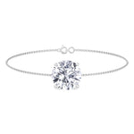 Round natural diamond solitaire chain bracelet 14K white gold
