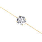 Round diamond solitaire bracelet with prong setting 14K gold
