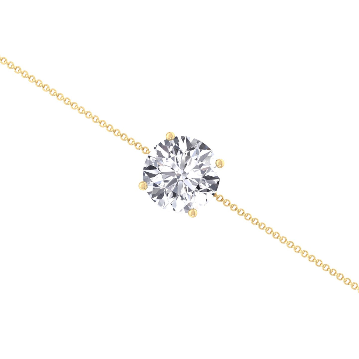 Round diamond solitaire bracelet with prong setting 14K gold