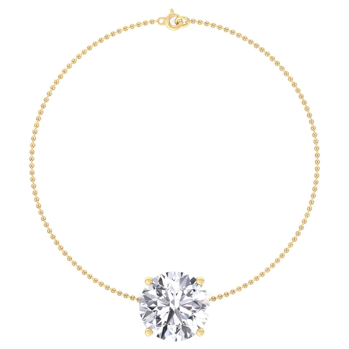 14K yellow gold round diamond solitaire bracelet