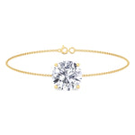 Round natural diamond solitaire chain bracelet 14K yellow gold
