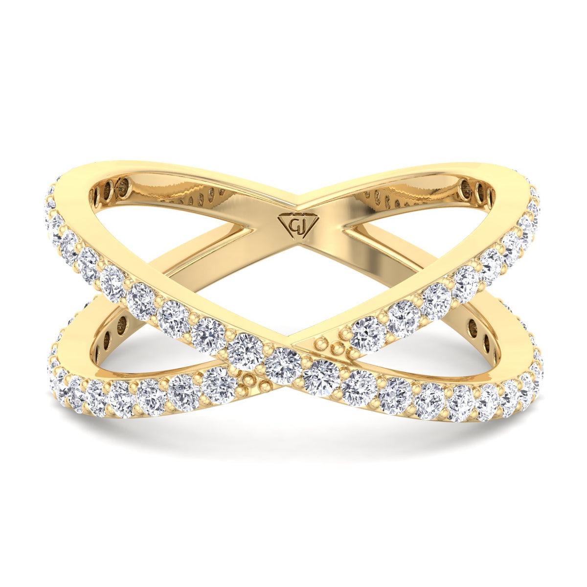 round-cut-diamond-crossover-double-ring-solid-yellow-gold