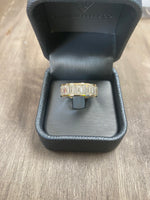 Channel Emerald Cut Natural Diamond Eternity Band, Yellow 