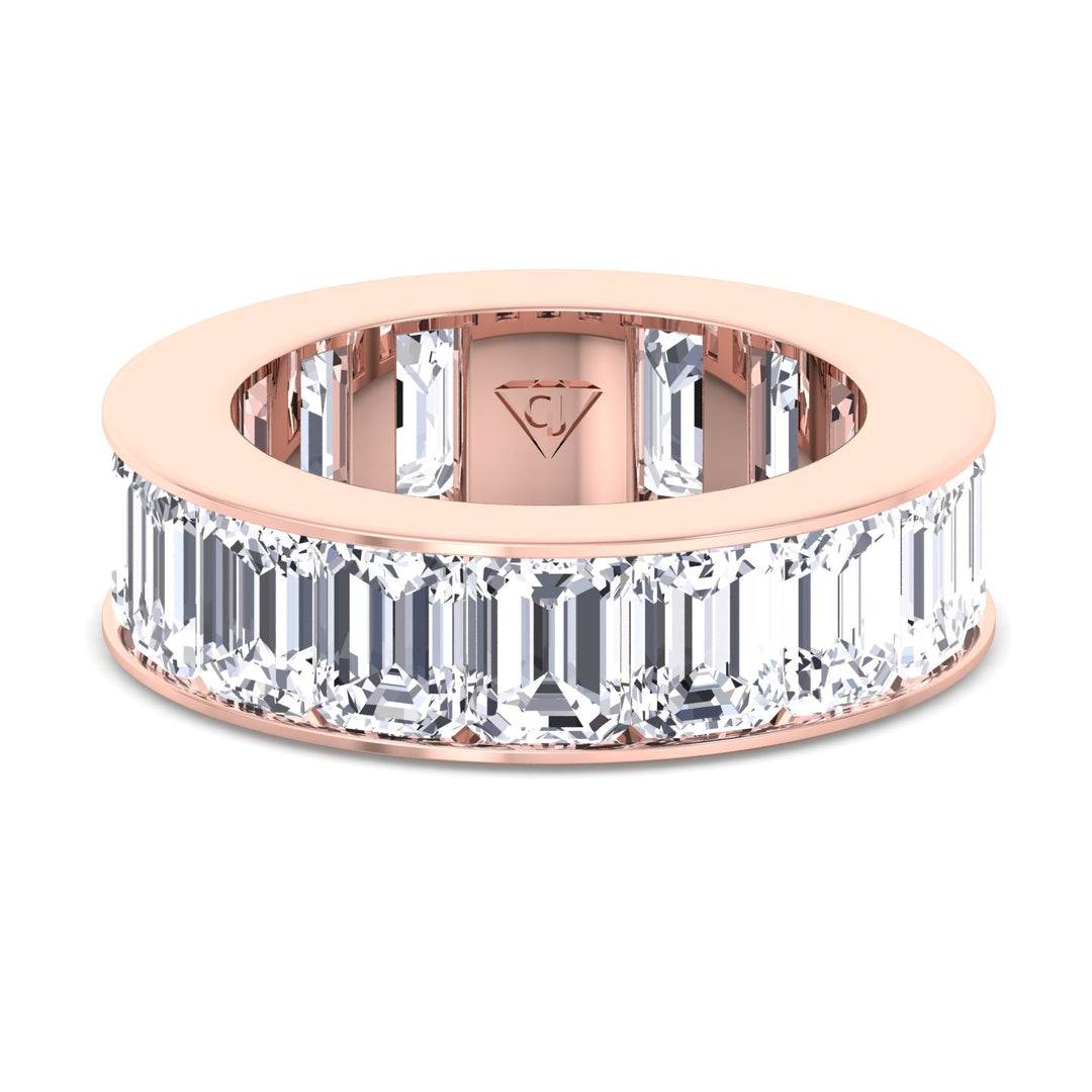 Channel Emerald Natural Diamond Eternity Band, Rose Gold