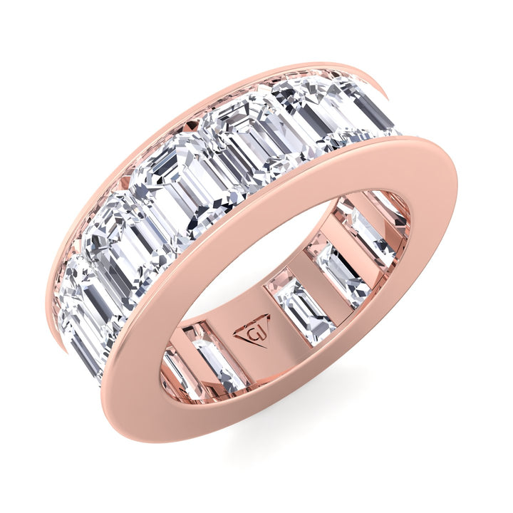 Channel Set Emerald Cut Natural Diamond Eternity Band, Rose Gold