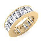 Channel Set Emerald Cut Natural Diamond Eternity Band, Yellow Gold