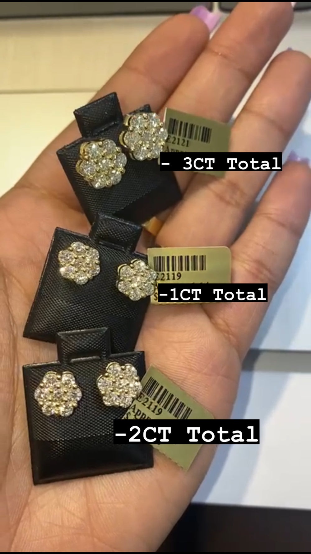 Chrono-Men's Diamond Cluster Earrings, Sizes