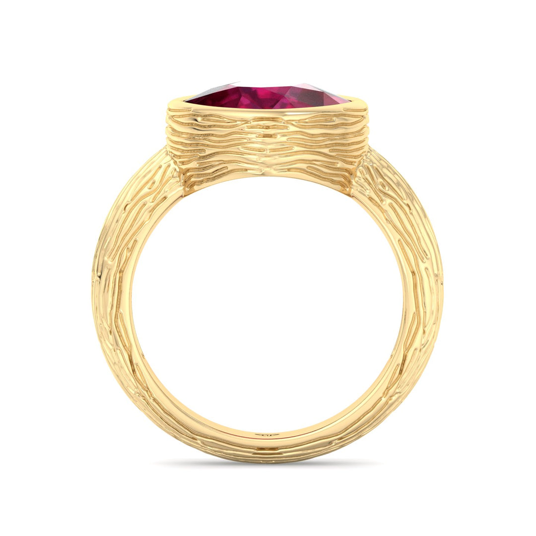 Cushion Cut Ruby Engagement Ring Yellow Gold