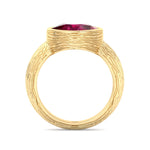 Cushion Cut Ruby Engagement Ring Yellow Gold