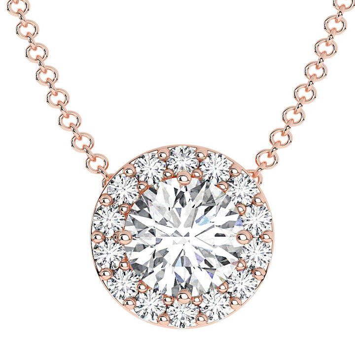  Round-Halo-Diamond-Pendant-Necklace-in-rose-gold