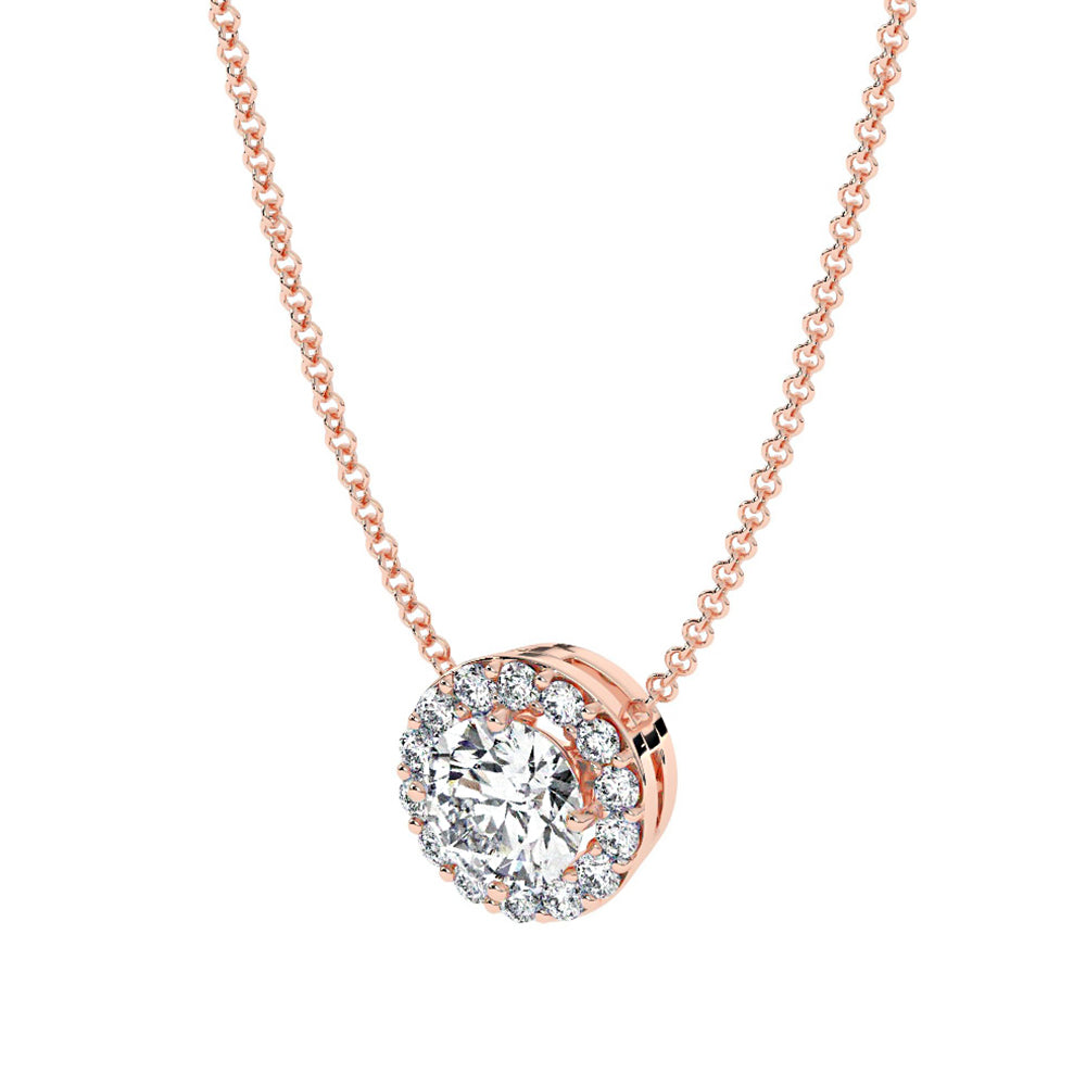  Round-Halo-Diamond-Pendant-Necklace-in-rose-gold
