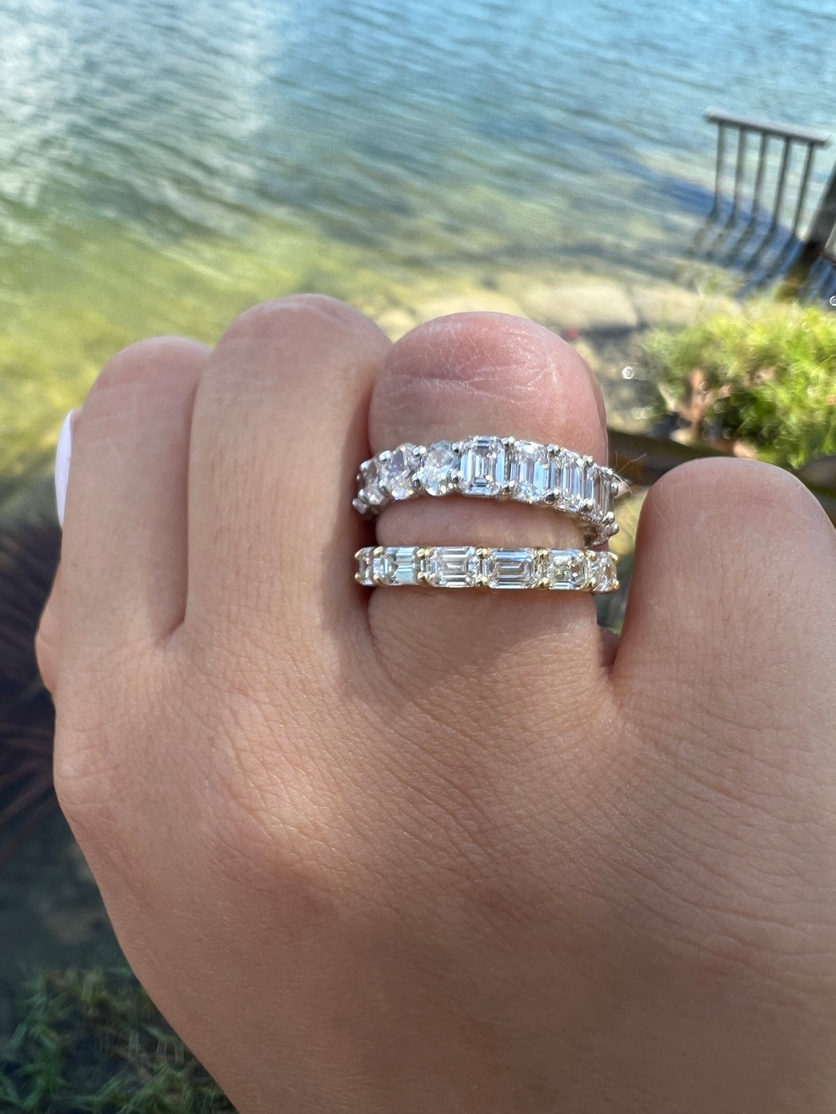 East to West Eternity Band Yellow White Gold