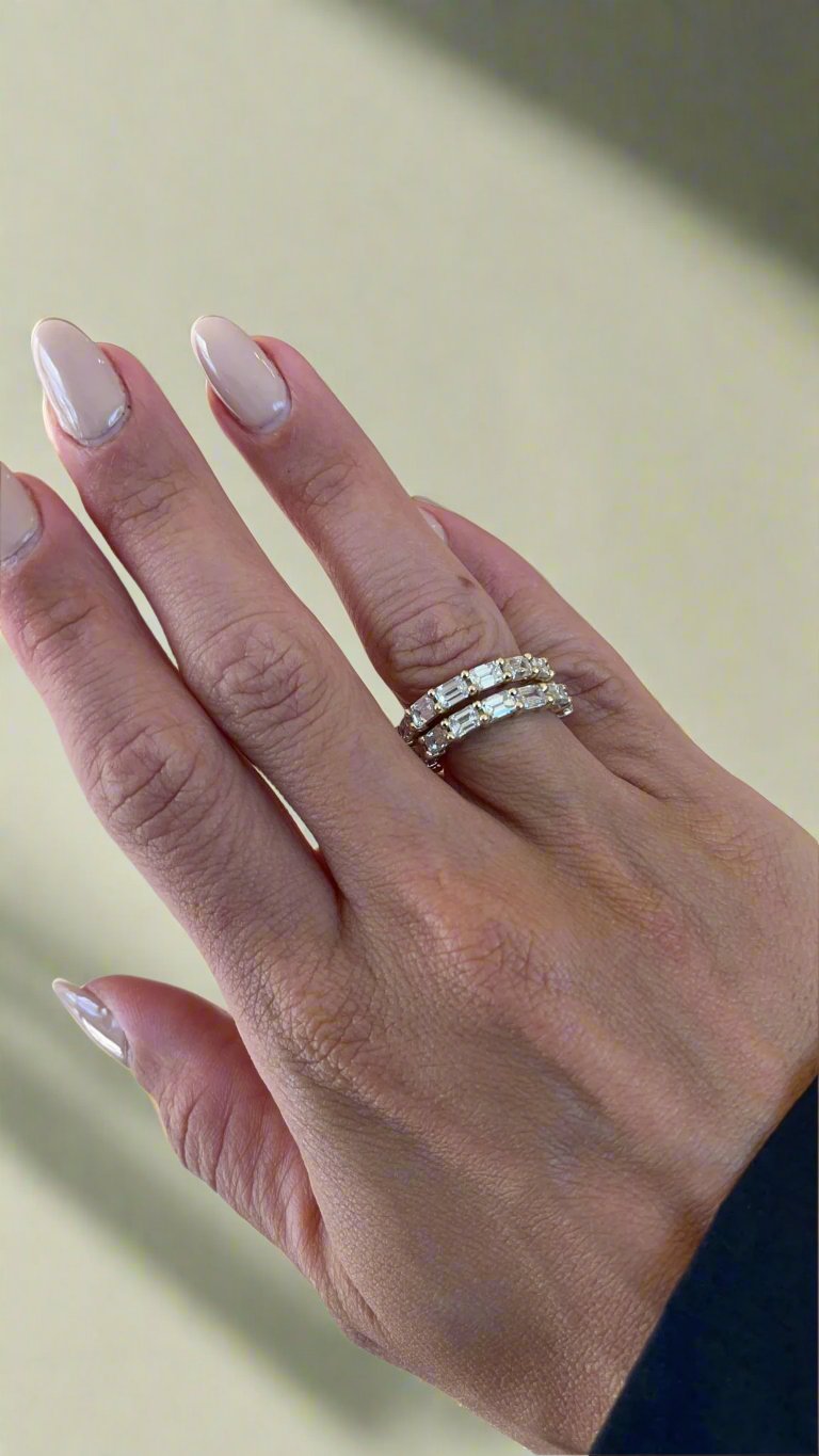 Emerald Cut Natural Diamond Eternity Band Stacking
