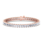 Emerald Cut Natural Diamond Tennis Bracelet Rose Gold