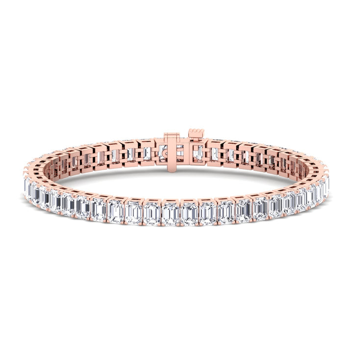 Emerald Cut Natural Diamond Tennis Bracelet Rose Gold