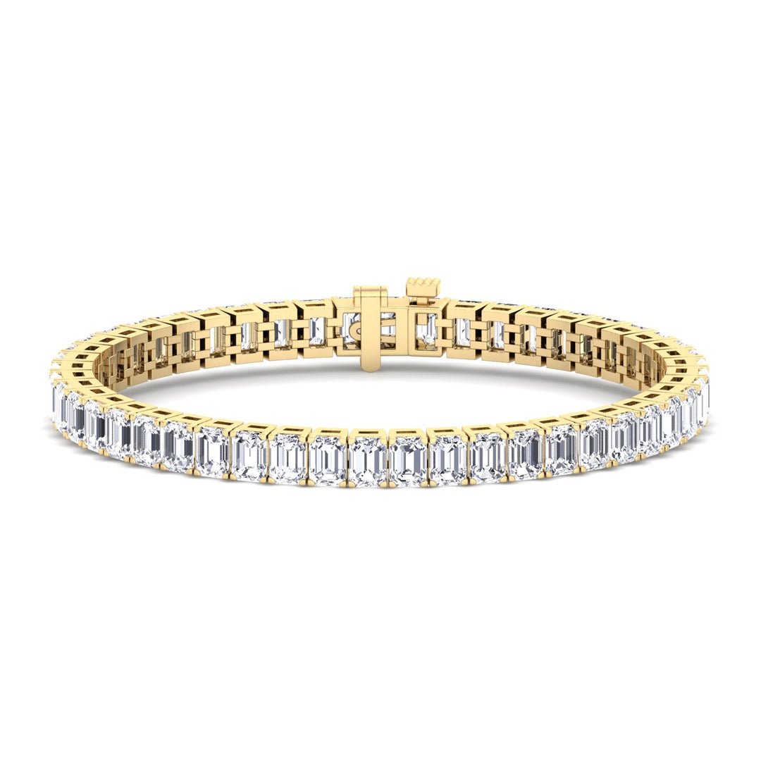 Emerald Cut Natural Diamond Tennis Bracelet Yellow Gold