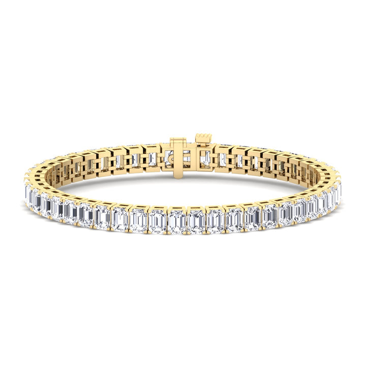 Emerald Cut Natural Diamond Tennis Bracelet Yellow Gold