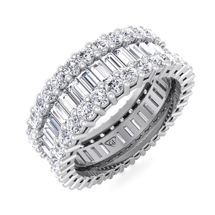Exclusive Round and Baguette Natural Diamond Ring, White Gold