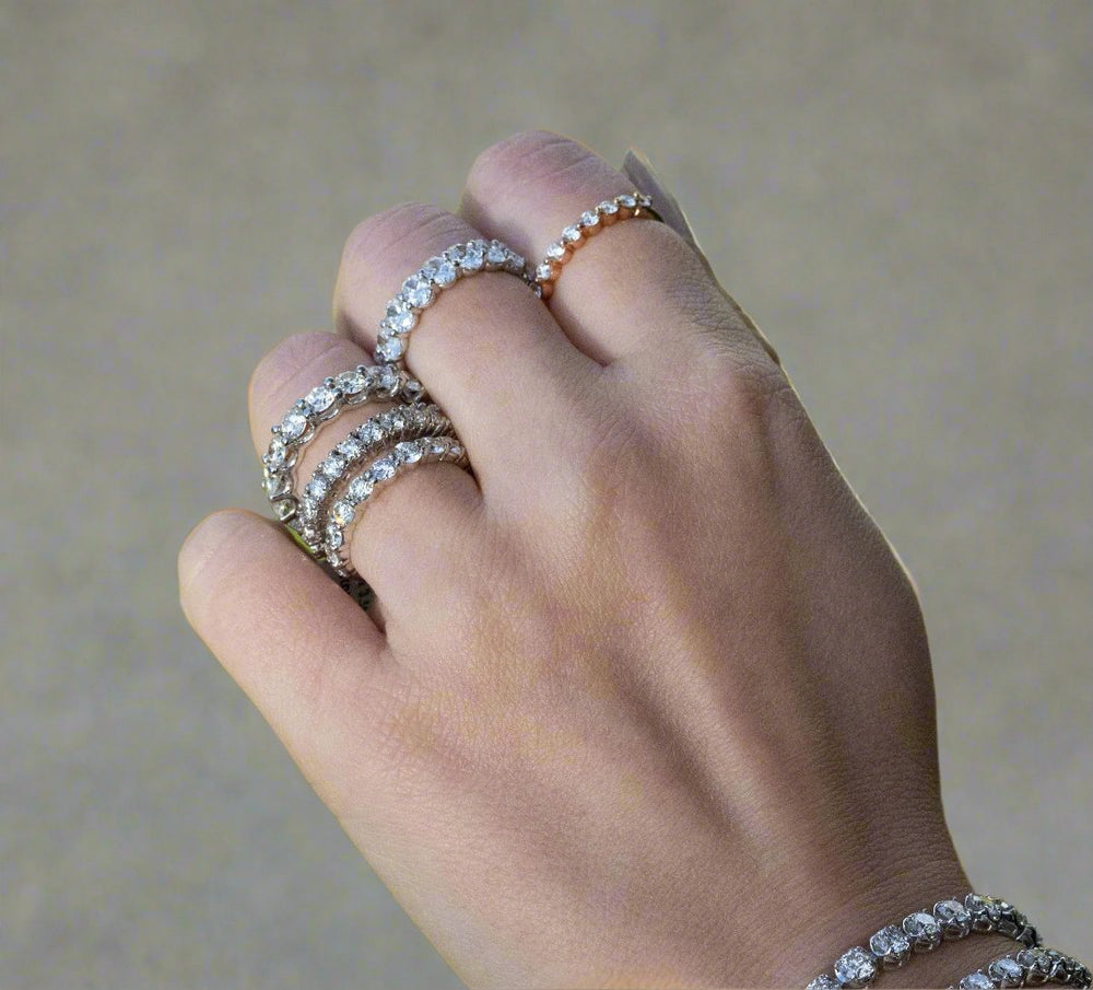 Floating Natural Diamond Semi Eternity Band, On Hand, Different Sizes