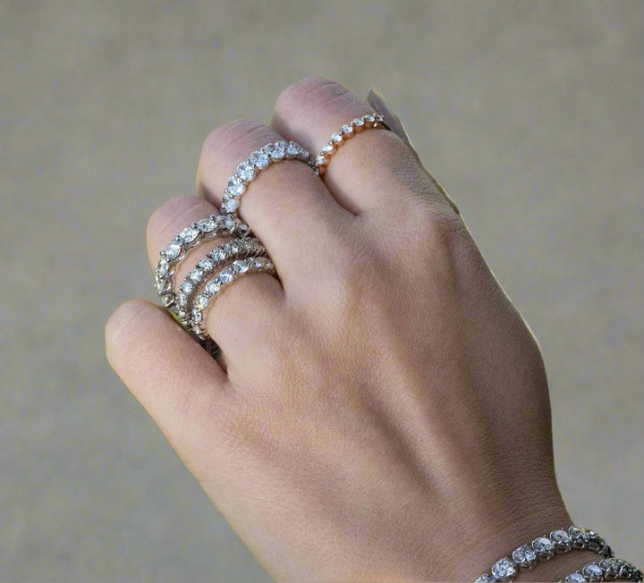 Floating Natural Diamond Semi Eternity Band, On Hand, Different Sizes