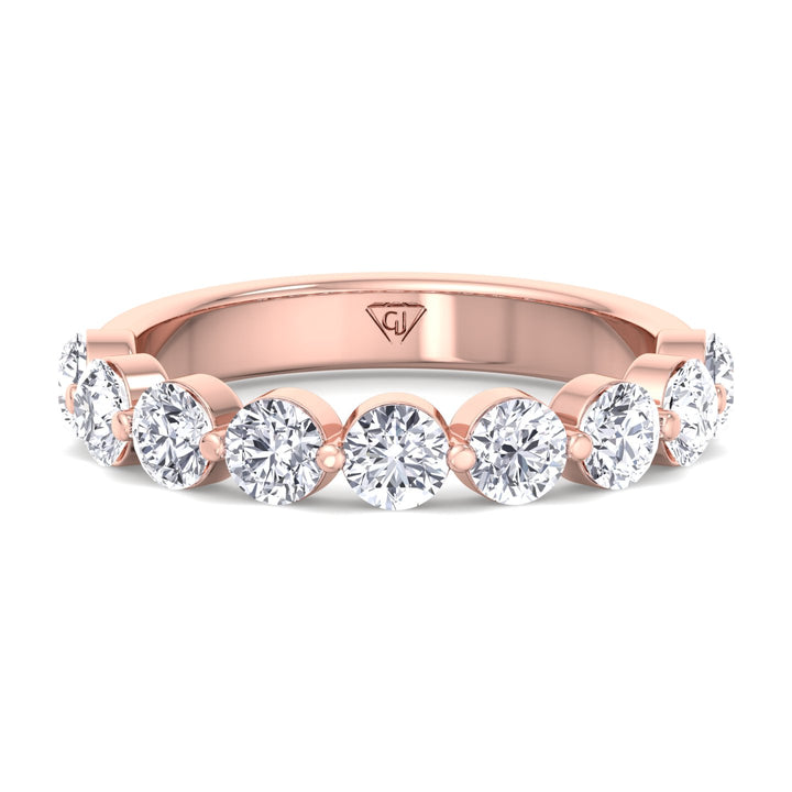 Floating Natural Diamond Semi Eternity Band, Rose Gold, Front