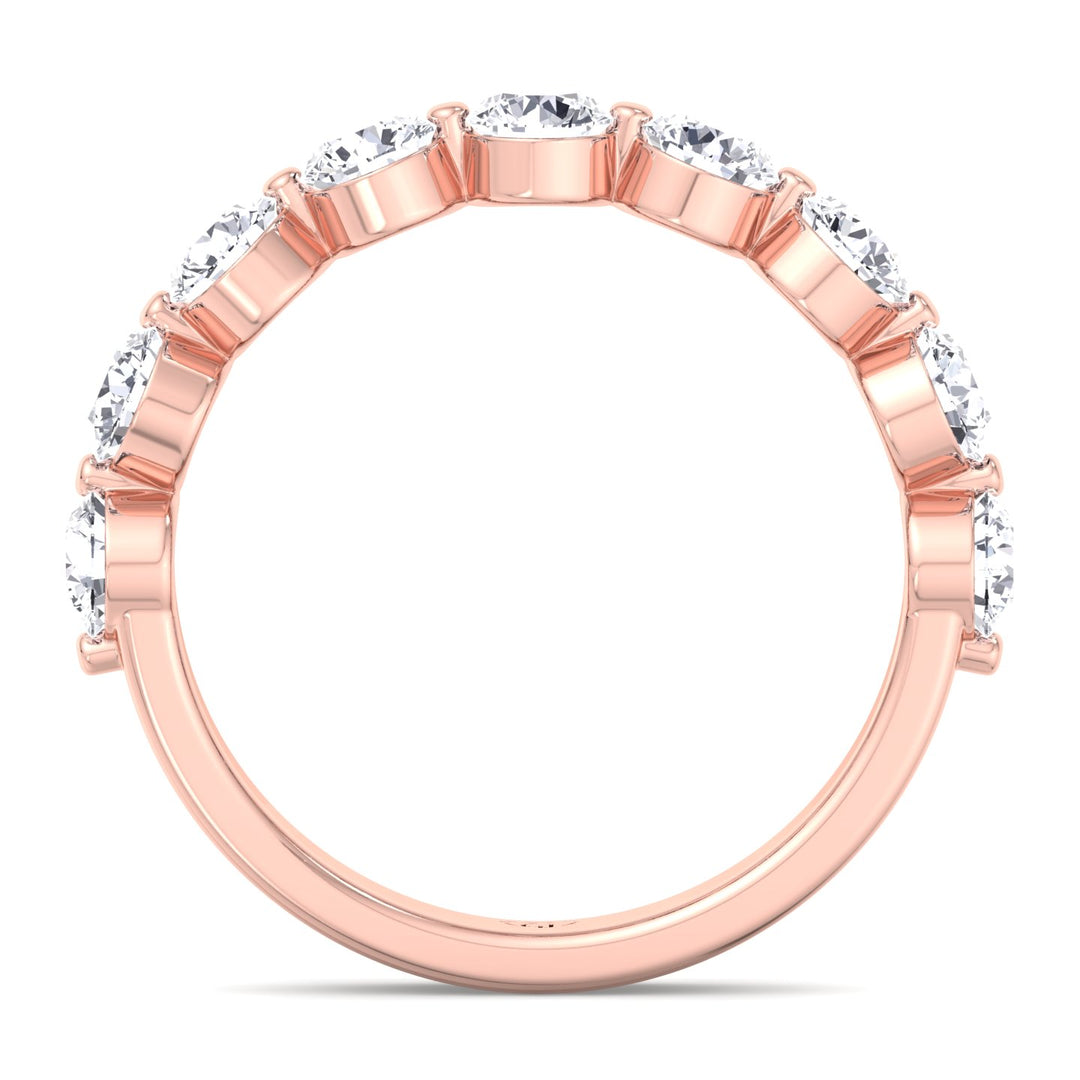 Floating Natural Diamond Semi Eternity Band, Rose Gold, Profile