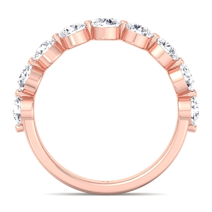 Floating Natural Diamond Semi Eternity Band, Rose Gold, Profile