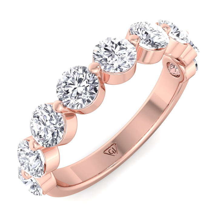 Floating Natural Diamond Semi Eternity Band, Rose Gold Top Down