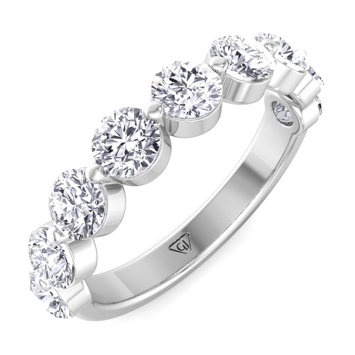 Floating Natural Diamond Semi Eternity Band, White Gold, Top Down